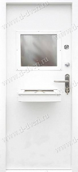 Металлическая дверь с окном в кассу отделка грунт-эмаль с двух сторон