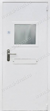 Металлическая дверь с окном в кассу отделка грунт-эмаль с двух сторон