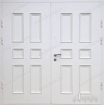Двустворчатая дверь с рисунком на металле «металлофиленка» (порошковое напыление)