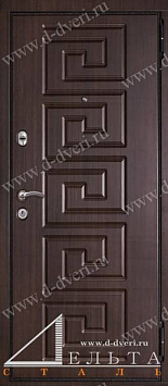 Металлическая дверь в квартиру (декоративная панель МДФ шпон с рисунком и декоративная панель МДФ шпон с зеркалом)