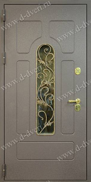 Дверь с терморазрывом и декоративной панелью МДФ шпон с рисунком