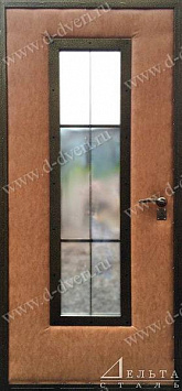 Дверь со стеклопакетом и решеткой (порошковое напыление и винилискожа)